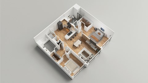 Two bedroom floor plan with Two bathrooms at The George, Ann Arbor, MI